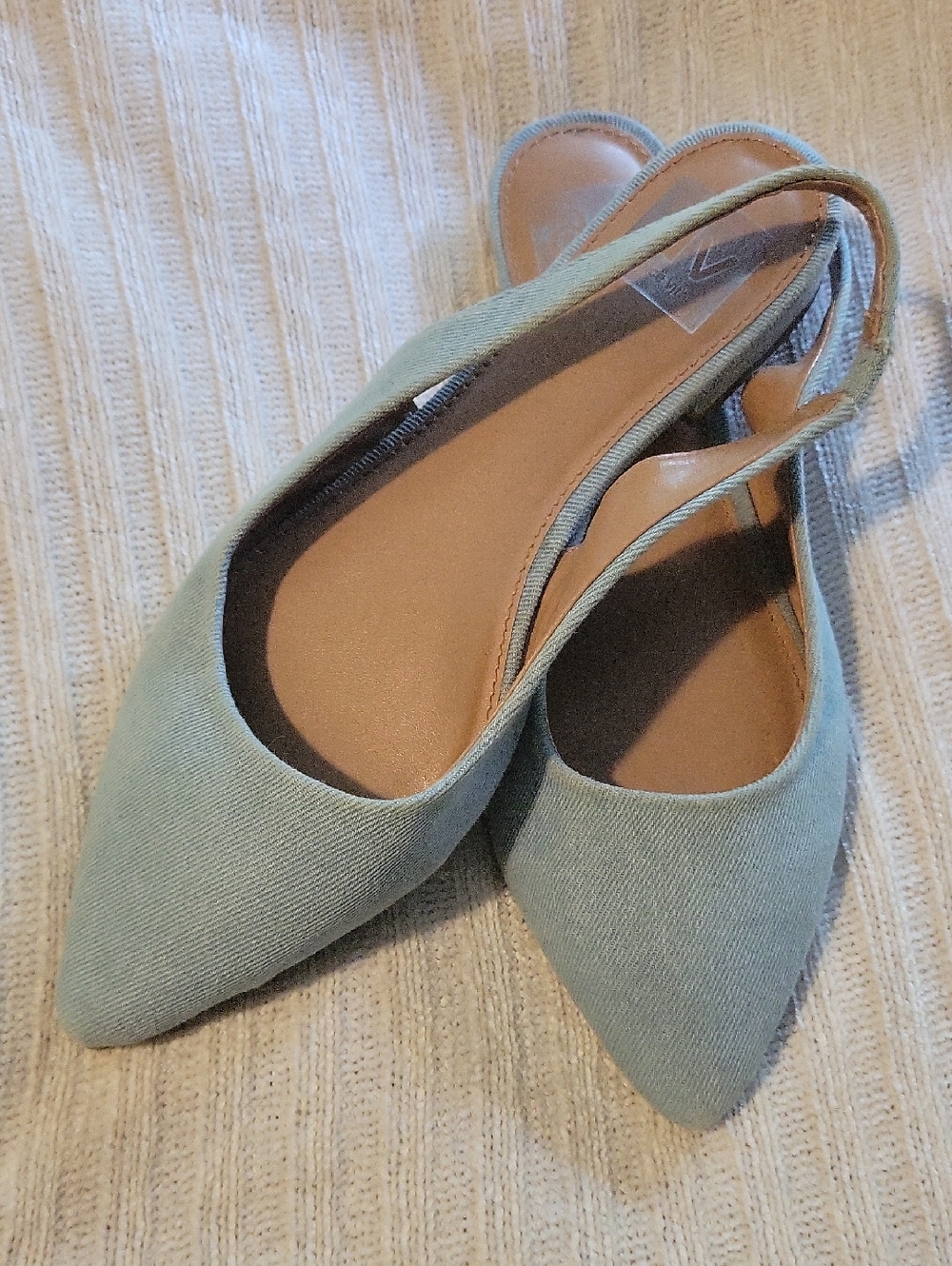 DV DOLCE VITA light denim Pointed Toe Slingback Flat Sz 8